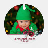 私たちの初めてのクリスマスを祖父母の写真リース メタルオーナメント (裏面)