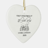 私たちの初めてのクリスマスアットキュートなラインアートクリスマス セラミックオーナメント (右)