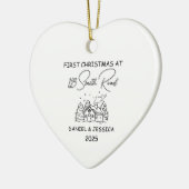 私たちの初めてのクリスマスアットキュートなラインアートクリスマス セラミックオーナメント (左)