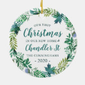 私たちの初めてのクリスマスインニューホームクリスマスリース セラミックオーナメント (裏面)