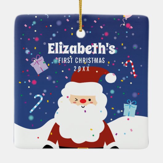 私たちの初めてのクリスマスウィンターワンダーランド家族の写真 セラミックオーナメント (裏面)