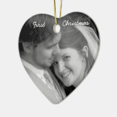 私たちの初めてのクリスマスエイジングダマスク写真オーナメント セラミックオーナメント (左)