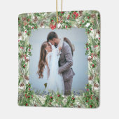 私たちの初めてのクリスマスエレガントな結婚式の新婚 セラミックオーナメント (左)