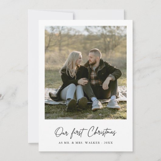 私たちの初めてのクリスマスエレガントの新しい写真カード シーズンカード (正面)