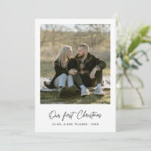 私たちの初めてのクリスマスエレガントの新しい写真カード シーズンカード (スタンド正面)