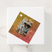 私たちの初めてのクリスマスオレンジ赤グリッター写真年 フェイバータグ (インサイチュ)