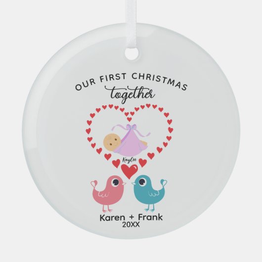 私たちの初めてのクリスマスオーナメントカスタム – グラス ガラスオーナメント (正面)