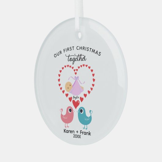 私たちの初めてのクリスマスオーナメントカスタム – グラス ガラスオーナメント (正面左)