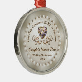 私たちの初めてのクリスマスオーナメント パーソナライズされた メタルオーナメント (右)