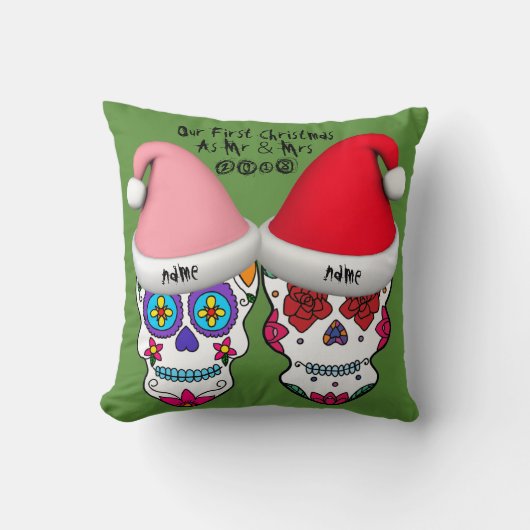 私たちの初めてのクリスマスカスタマイズスガースカル枕 クッション (正面)