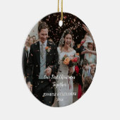 私たちの初めてのクリスマスカスタマイズ、カップルの写真 セラミックオーナメント (右)
