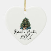 私たちの初めてのクリスマスカスタムのカップル名 セラミックオーナメント (裏面)