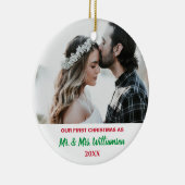 私たちの初めてのクリスマスカスタムフォトカ結婚したーツ セラミックオーナメント (右)