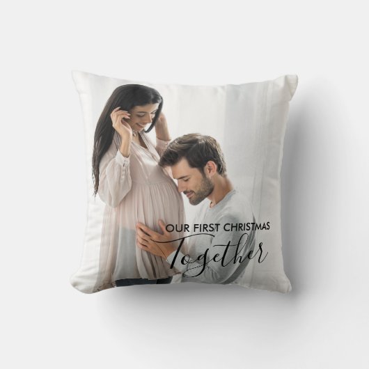 私たちの初めてのクリスマスカスタム一緒の写真2 クッション (正面)