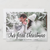 私たちの初めてのクリスマスカップルの写真カード 招待状 (正面)