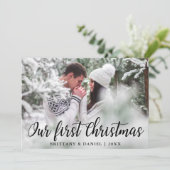 私たちの初めてのクリスマスカップルの写真カード 招待状 (スタンド正面)