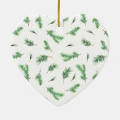 私たちの初めてのクリスマスカップルの写真ハート セラミックオーナメント (裏面)