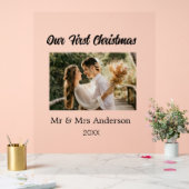 私たちの初めてのクリスマスカップルの写真名Mr & Mrs モダン. アクリルサイン (ウェディング)