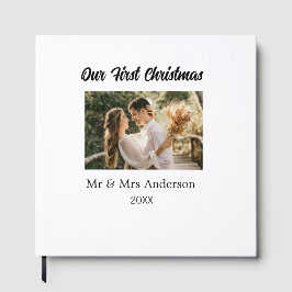 私たちの初めてのクリスマスカップルの写真名Mr & Mrs モダン. ゲストブック