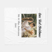 私たちの初めてのクリスマスカップルの写真名Mr & Mrs モダン. フリースブランケット (正面(横))