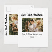 私たちの初めてのクリスマスカップルの写真名Mr & Mrs モダン. ポストカード (正面/裏面)