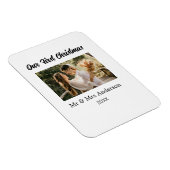 私たちの初めてのクリスマスカップルの写真名Mr & Mrs モダン. マグネット (右側)