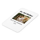 私たちの初めてのクリスマスカップルの写真名Mr & Mrs モダン. マグネット (左側)