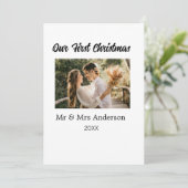 私たちの初めてのクリスマスカップルの写真名Mr & Mrs モダン. 招待状 (スタンド正面)