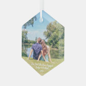 私たちの初めてのクリスマスカップルの写真 ガラスオーナメント (正面左)