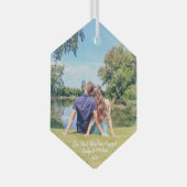 私たちの初めてのクリスマスカップルの写真 ガラスオーナメント (正面右)