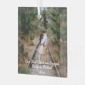 私たちの初めてのクリスマスカップルの写真 ガラスオーナメント (正面左)