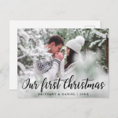 私たちの初めてのクリスマスカップルの写真 ポストカード (正面/裏面)