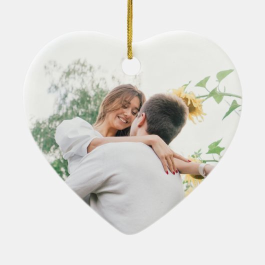 私たちの初めてのクリスマスカップルの名前をカスタムする&写真 セラミックオーナメント (裏面)