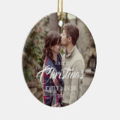 私たちの初めてのクリスマスカップル写真オーナメント セラミックオーナメント (右)