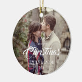 私たちの初めてのクリスマスカップル写真オーナメント セラミックオーナメント (左)