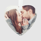 私たちの初めてのクリスマスカップル写真スクリプトハート オーナメント (裏面)