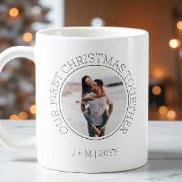 私たちの初めてのクリスマスカップル2枚組 ミニマルホリデー コーヒーマグカップ