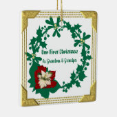 私たちの初めてのクリスマスグランドペアレントホワイトポインセチア セラミックオーナメント (右)