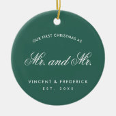 私たちの初めてのクリスマスグリーンゲイ新着写真 セラミックオーナメント (正面)