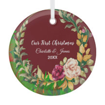 私たちの初めてのクリスマスグリーンリースカスタムカップル