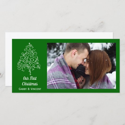 私たちの初めてのクリスマスグリーン シーズンカード (正面/裏面)