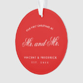 私たちの初めてのクリスマスゲイ新着写真レッド オーナメント (正面)