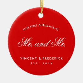 私たちの初めてのクリスマスゲイ新着写真レッド セラミックオーナメント