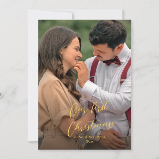 私たちの初めてのクリスマスシックなスクリプト名Christmass サンキューカード (正面)