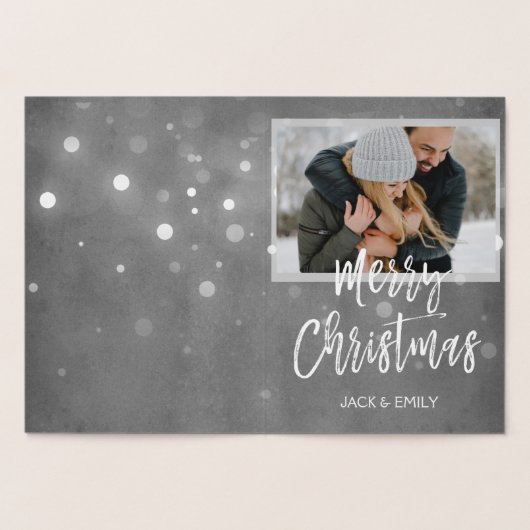 私たちの初めてのクリスマスシルバーフォイルフォトカード 箔カード (内部)