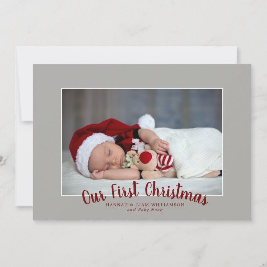 私たちの初めてのクリスマスシンプル写真モダンと シーズンカード (正面)
