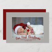 私たちの初めてのクリスマスシンプル写真モダンと シーズンカード (正面/裏面)
