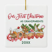 私たちの初めてのクリスマスジンジャーブレッド祖父母 セラミックオーナメント (裏面)