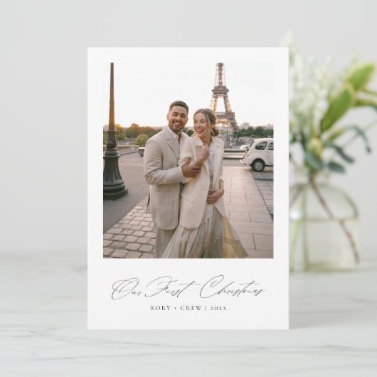 私たちの初めてのクリスマススエレガントクリプトの新しい写真 シーズンカード (スタンド正面)