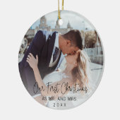 私たちの初めてのクリスマススエレガントクリプトの新しい写真 セラミックオーナメント (左)